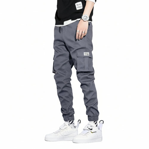 Men's cropped trousers large size loose fit with elastic cuffs
