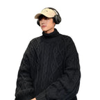 Men's jacquard sweater turtleneck pattern detail