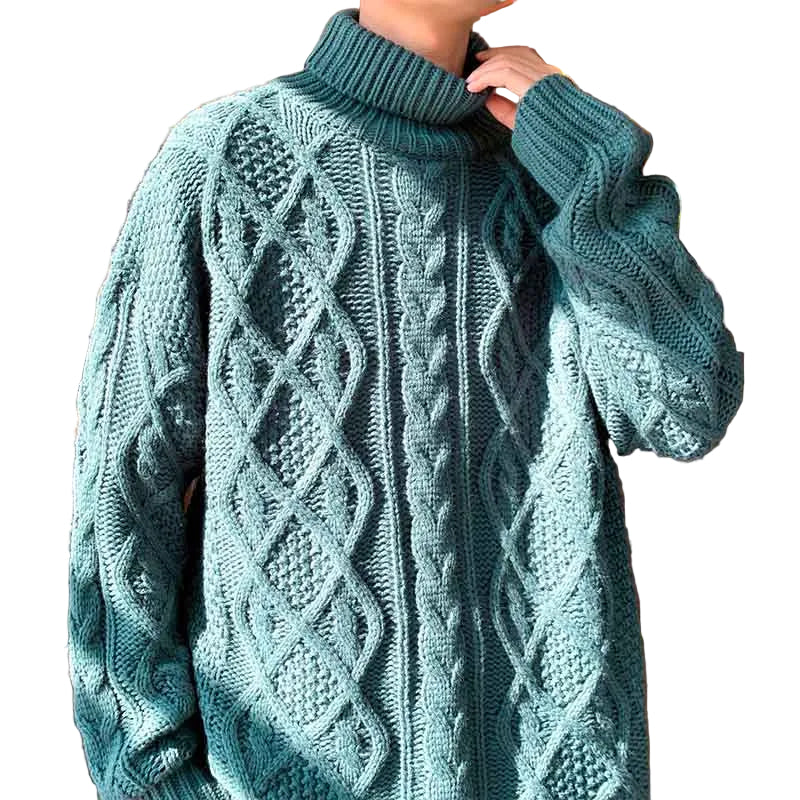 Men's jacquard turtleneck sweater modern style