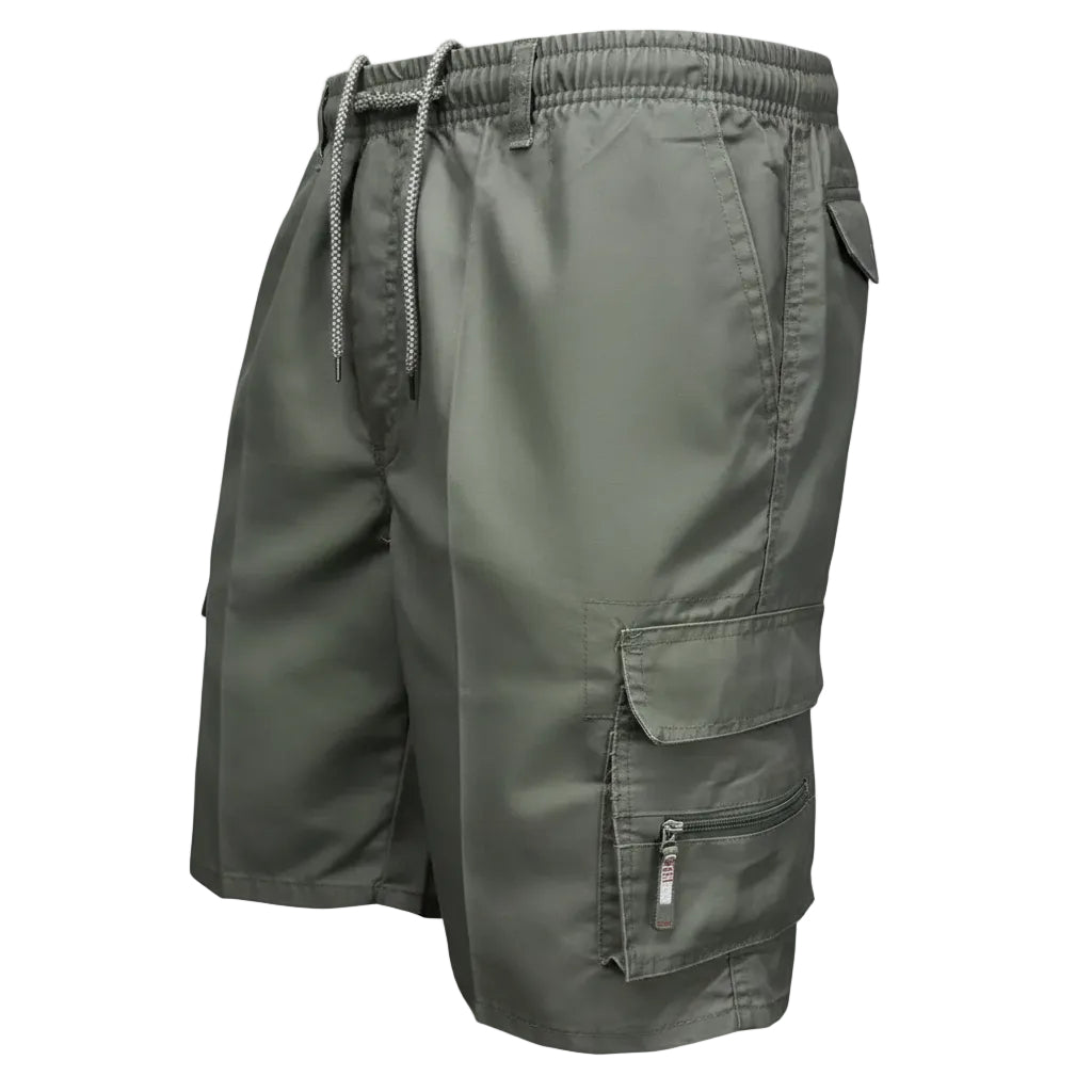 Green cargo shorts on a white background