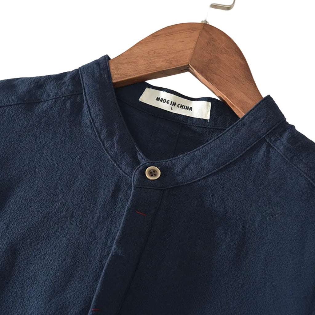 Men's short sleeve ice silk linen t shirt side view