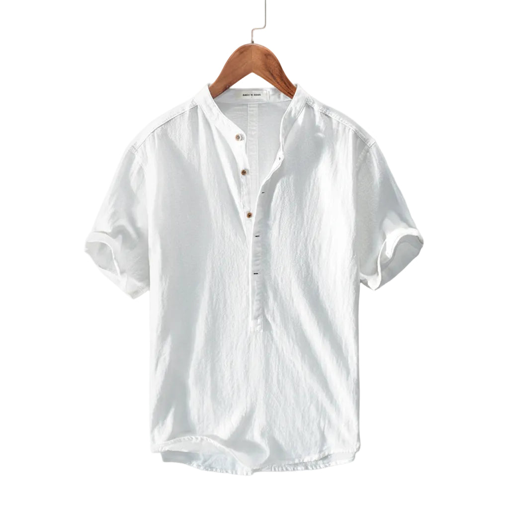Men's stand collar ice silk t shirt front view