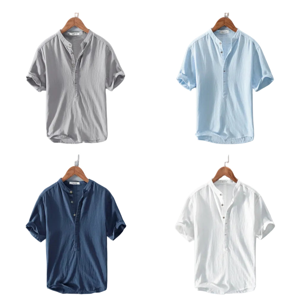 Men's stand collar summer t shirt front look