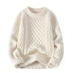 Men's twist pattern round neck sweater back view
