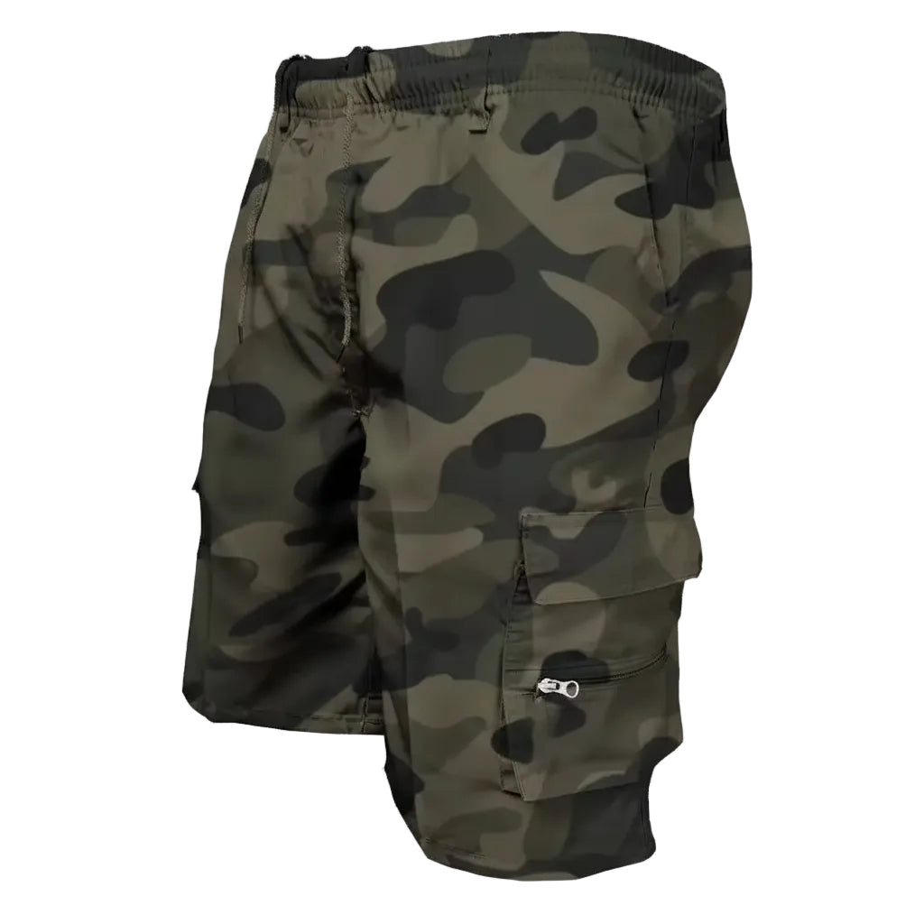 Camouflage shorts on a white background